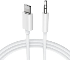 iPhone to 3.5mm Aux Cable for Car – Compatible with iPhone 14/13/12/11/X/8/7 – Works with Car Stereo, Headphones, Speakers – Supports All iOS Versions – White, 1M
