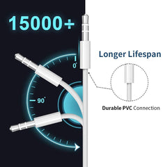 iPhone to 3.5mm Aux Cable for Car – Compatible with iPhone 14/13/12/11/X/8/7 – Works with Car Stereo, Headphones, Speakers – Supports All iOS Versions – White, 1M