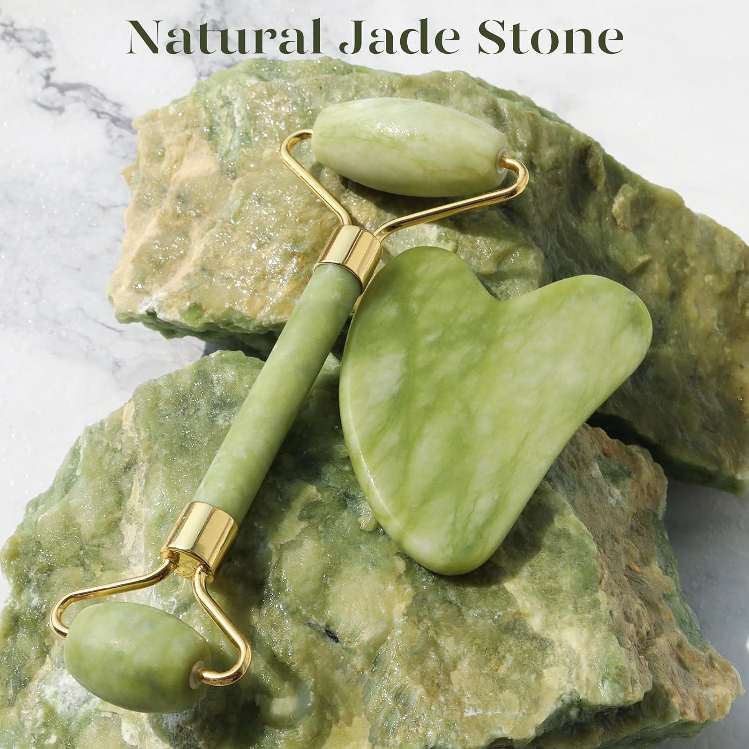 BAIMEI Jade Roller & Gua Sha Set – Facial Massage Tools for Women, Puffiness Relief, Muscle Relaxation & Skincare – Ideal Self-Care Gift