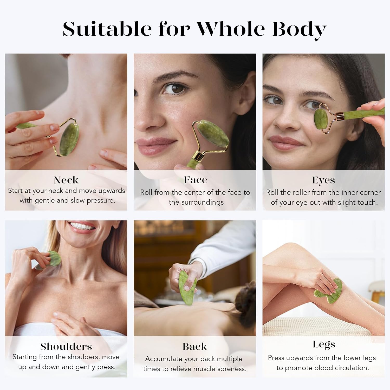 BAIMEI Jade Roller & Gua Sha Set – Facial Massage Tools for Women, Puffiness Relief, Muscle Relaxation & Skincare – Ideal Self-Care Gift