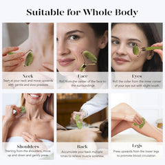 BAIMEI Jade Roller & Gua Sha Set – Facial Massage Tools for Women, Puffiness Relief, Muscle Relaxation & Skincare – Ideal Self-Care Gift