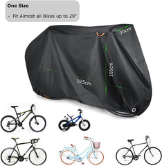 BEEWAY Waterproof Bike Cover – 210T Nylon with PU Coating, Lock Holes & Safety Straps – Fits Most Bicycles Up to 29", for Indoor & Outdoor Storage