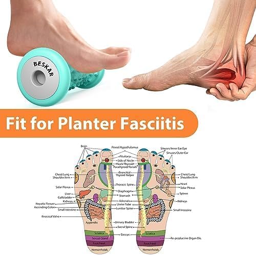BESKAR Foot Massager Roller – Deep Tissue Relief for Plantar Fasciitis, Heel Spurs, Arch Pain, Neuropathy & Stress – Reflexology Tool for Muscle Relaxation (Green)