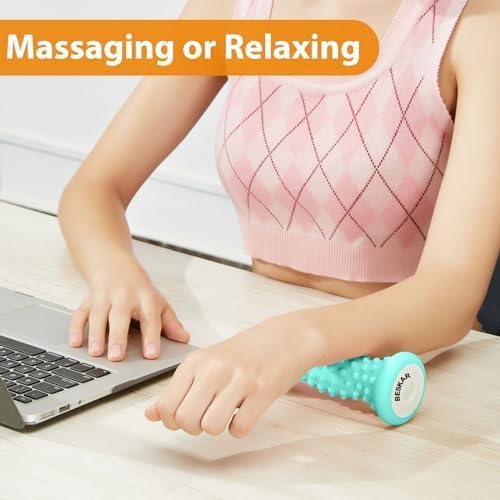 BESKAR Foot Massager Roller – Deep Tissue Relief for Plantar Fasciitis, Heel Spurs, Arch Pain, Neuropathy & Stress – Reflexology Tool for Muscle Relaxation (Green)