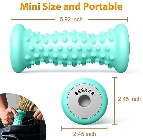 BESKAR Foot Massager Roller – Deep Tissue Relief for Plantar Fasciitis, Heel Spurs, Arch Pain, Neuropathy & Stress – Reflexology Tool for Muscle Relaxation (Green)
