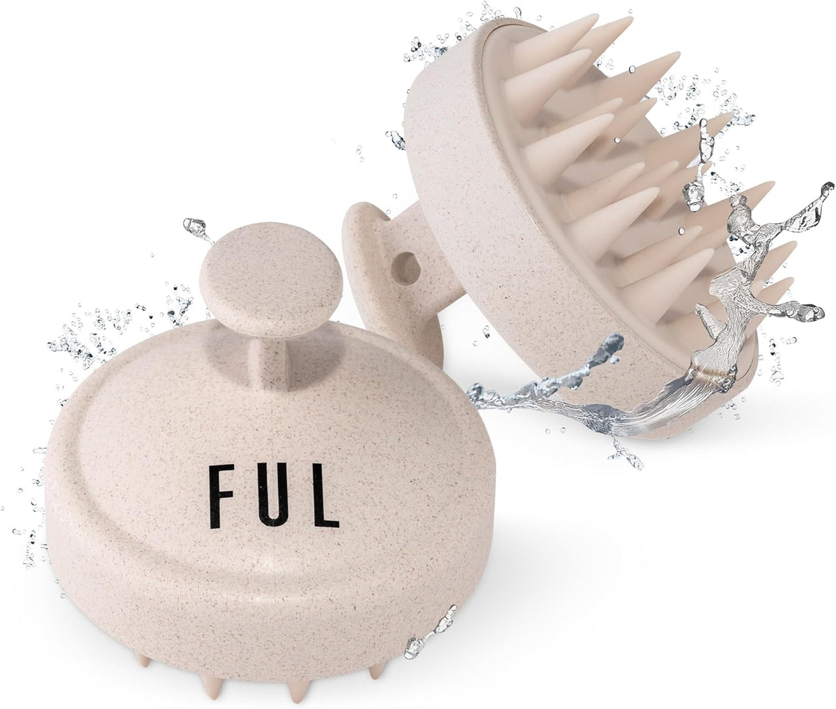 FUL Beige Scalp Massager – Soft Silicone Brush for Hair Growth, Exfoliating & Deep Scalp Cleansing – Ideal Tool for Stimulating Hair & Promoting a Healthy Scalp