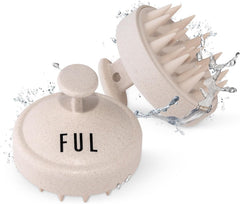 FUL Beige Scalp Massager – Soft Silicone Brush for Hair Growth, Exfoliating & Deep Scalp Cleansing – Ideal Tool for Stimulating Hair & Promoting a Healthy Scalp