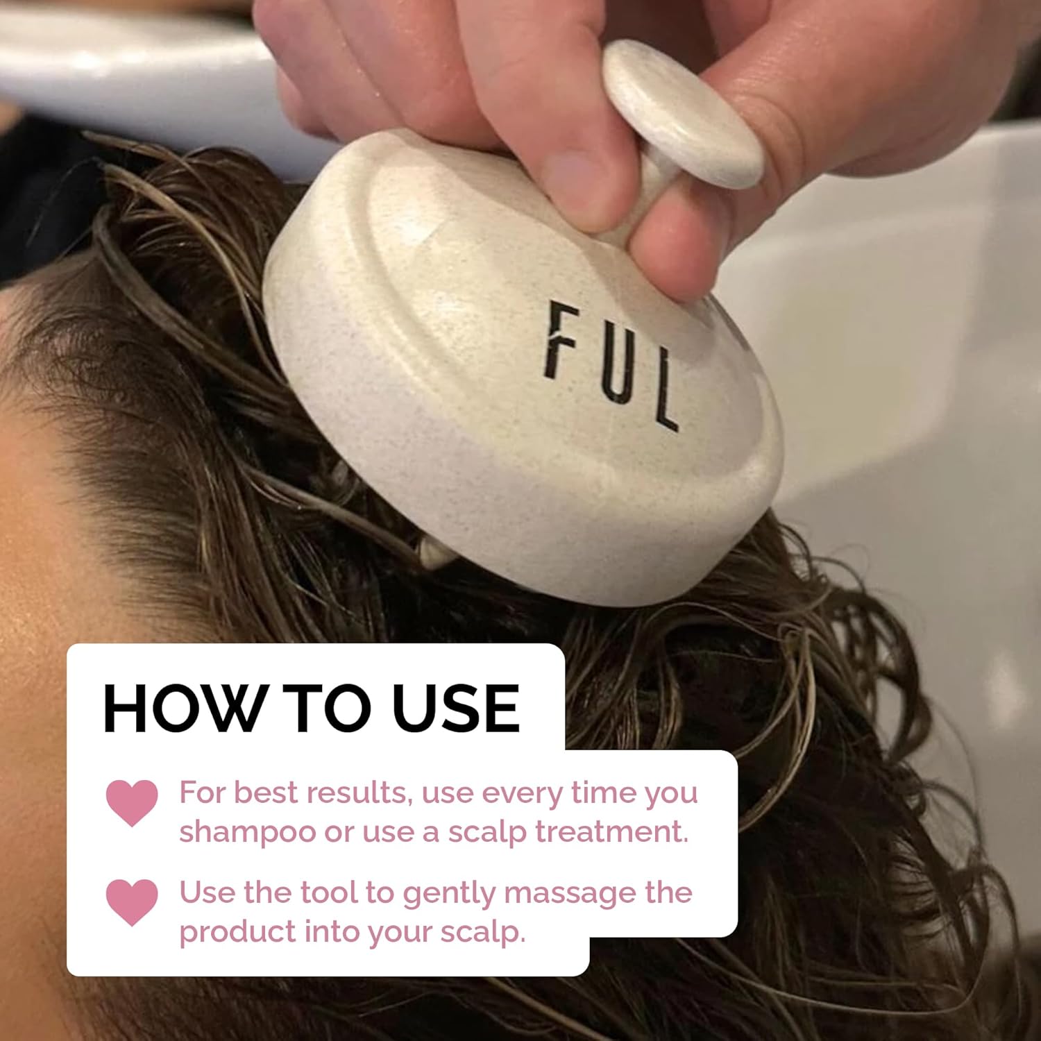FUL Beige Scalp Massager – Soft Silicone Brush for Hair Growth, Exfoliating & Deep Scalp Cleansing – Ideal Tool for Stimulating Hair & Promoting a Healthy Scalp