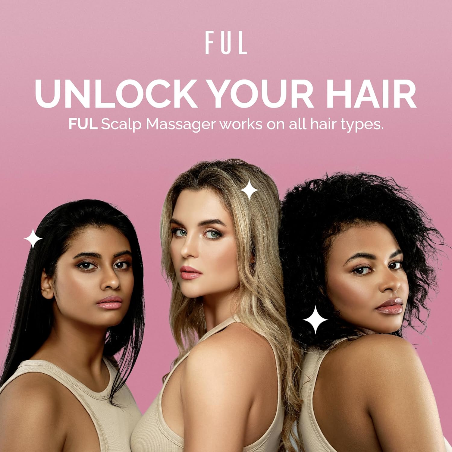 FUL Beige Scalp Massager – Soft Silicone Brush for Hair Growth, Exfoliating & Deep Scalp Cleansing – Ideal Tool for Stimulating Hair & Promoting a Healthy Scalp