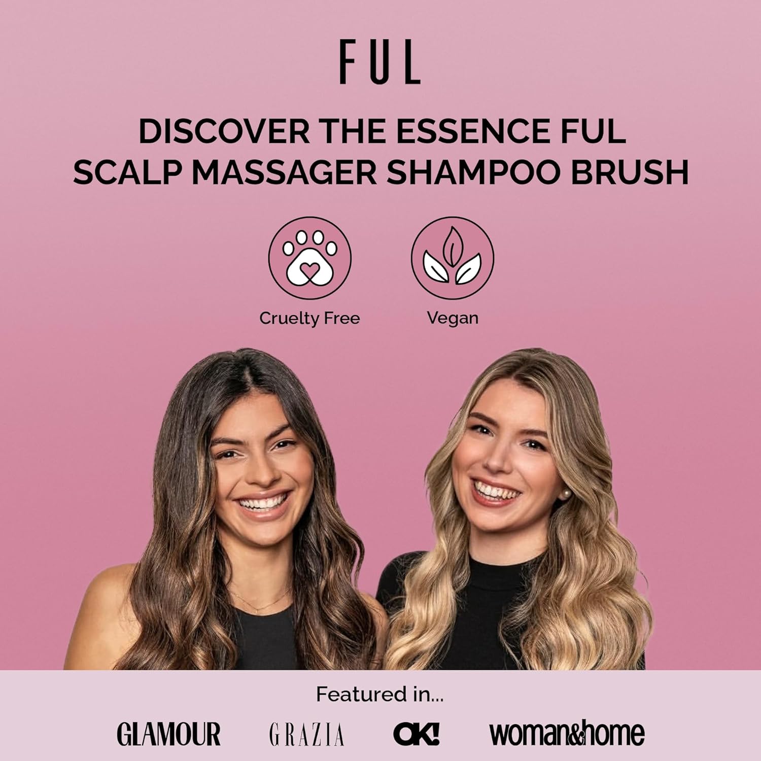 FUL Beige Scalp Massager – Soft Silicone Brush for Hair Growth, Exfoliating & Deep Scalp Cleansing – Ideal Tool for Stimulating Hair & Promoting a Healthy Scalp