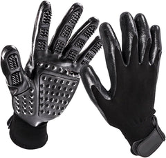 Bestbuy Pet Grooming Gloves (Black) – Enhanced Five-Finger Deshedding Glove for Cats, Dogs & Horses with Soft Rubber Tips