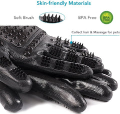 Bestbuy Pet Grooming Gloves (Black) – Enhanced Five-Finger Deshedding Glove for Cats, Dogs & Horses with Soft Rubber Tips