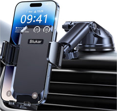 Blukar Car Phone Holder – Adjustable Dashboard/Windscreen Mount with 360° Rotation & Strong Suction, One-Touch Release Cradle for 4.0"–7.0" Smartphones