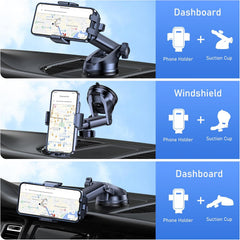 Blukar Car Phone Holder – Adjustable Dashboard/Windscreen Mount with 360° Rotation & Strong Suction, One-Touch Release Cradle for 4.0"–7.0" Smartphones