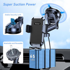 Blukar Car Phone Holder – Adjustable Dashboard/Windscreen Mount with 360° Rotation & Strong Suction, One-Touch Release Cradle for 4.0"–7.0" Smartphones