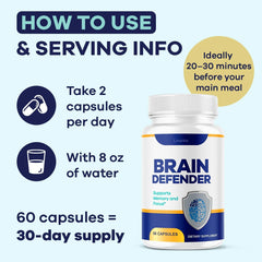 (2 Pack) Brain Defender Supplement – Advanced Brain & Memory Support, Natural Health & Wellness Multivitamin, 120 Capsules (2-Month Supply)