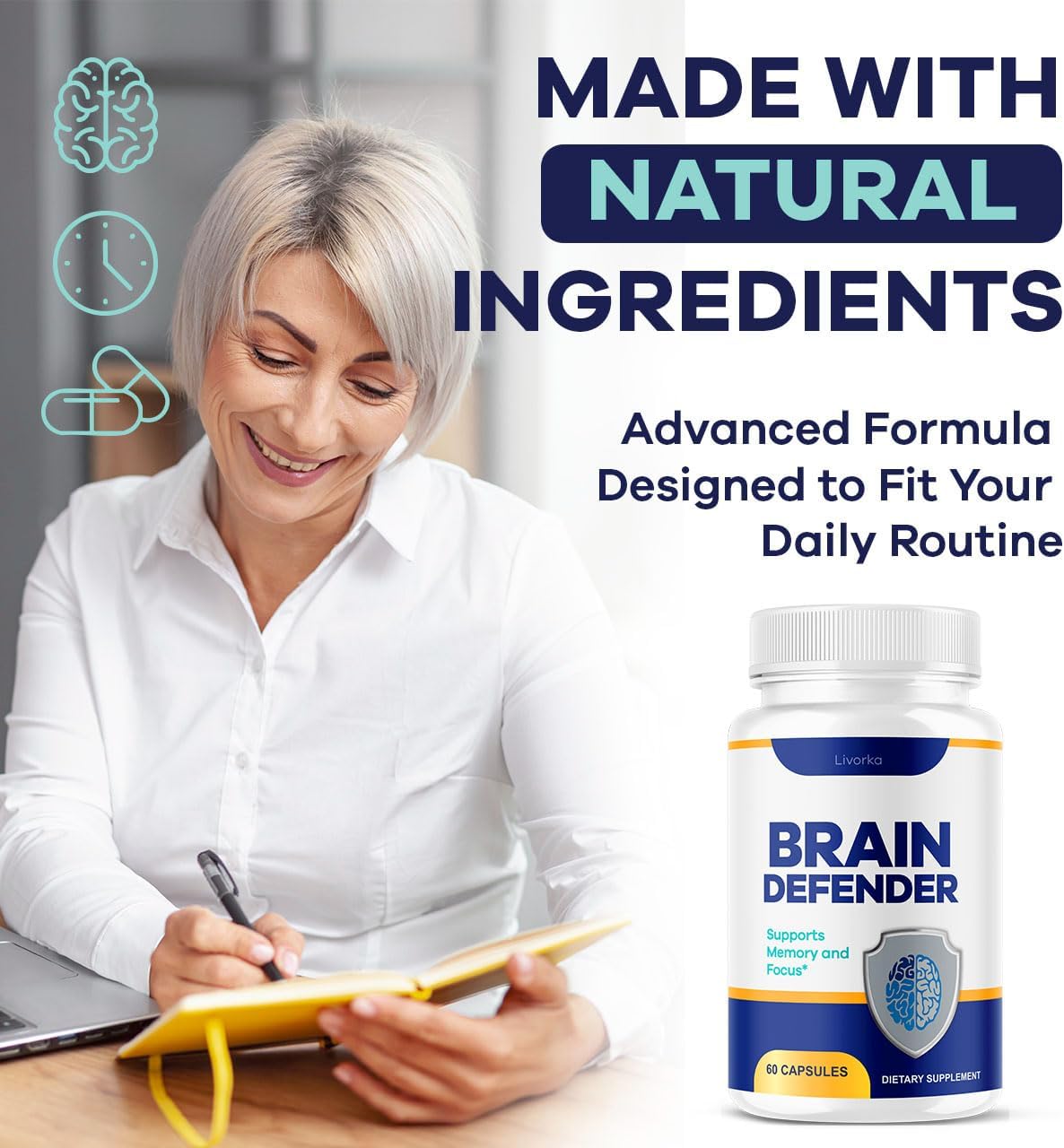(2 Pack) Brain Defender Supplement – Advanced Brain & Memory Support, Natural Health & Wellness Multivitamin, 120 Capsules (2-Month Supply)