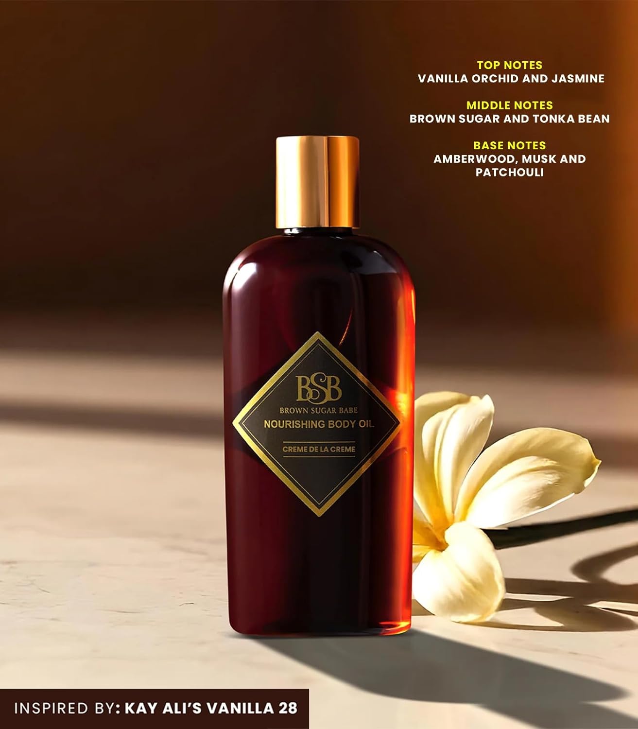 Brown Sugar Babe Creme de la Creme Body Oil, Jasmine and Vanilla Perfume Oils, Nourishing Scented Oil for Women, Skin Care, Body Oil Perfume, Paraben Free, Made in USA