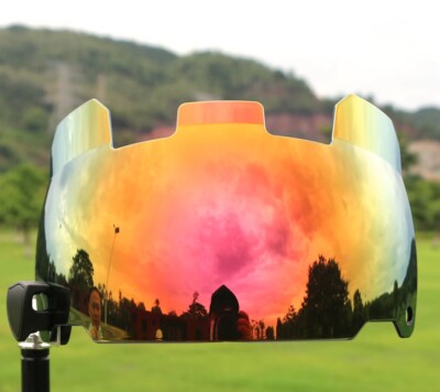 Universal American Football Helmet Visor Rainbow Chrome Eye Shield Visor with Clips(Golden red)