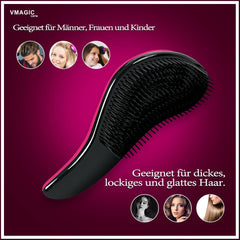 Detangling Hair Brush – Gently Glides Through Knots for Smooth, Tangle-Free Hair – Ideal for Wet or Dry Use – Perfect for Women, Men, Girls & Boys – Rose Red