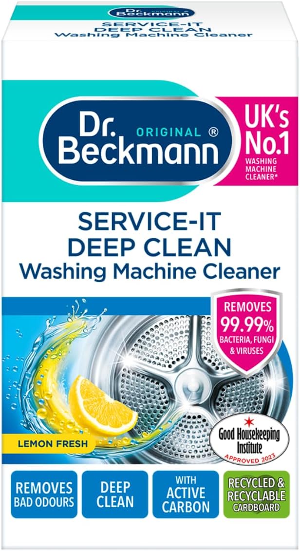 Dr. Beckmann Service-it Deep Clean Washing Machine Cleaner, 250g – Eliminates Odours & 99.99% of Bacteria, Fungi & Viruses