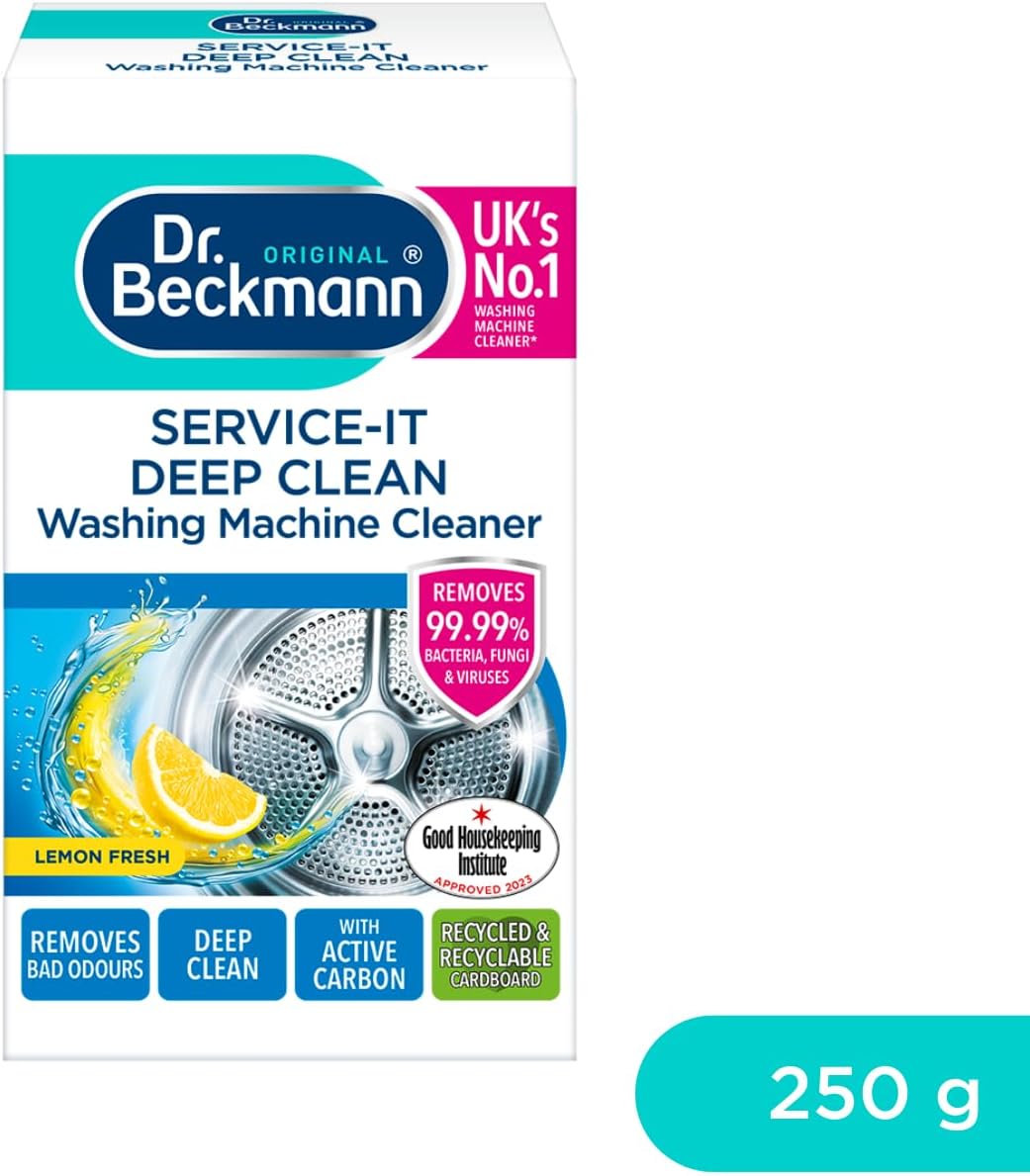 Dr. Beckmann Service-it Deep Clean Washing Machine Cleaner, 250g – Eliminates Odours & 99.99% of Bacteria, Fungi & Viruses