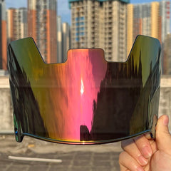 Universal American Football Helmet Visor Rainbow Chrome Eye Shield Visor with Clips(Golden red)