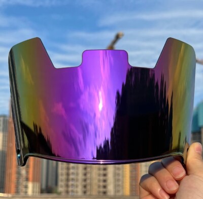 Universal American Football Helmet Visor Rainbow Chrome Eye Shield Visor with Clips(Golden red)