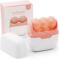 Pink Ice Roller for Face & Eyes – 2-in-1 Facial Massager with Travel Case, Skincare Tool & Self-Care Gift for Women & Men