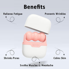 Pink Ice Roller for Face & Eyes – 2-in-1 Facial Massager with Travel Case, Skincare Tool & Self-Care Gift for Women & Men