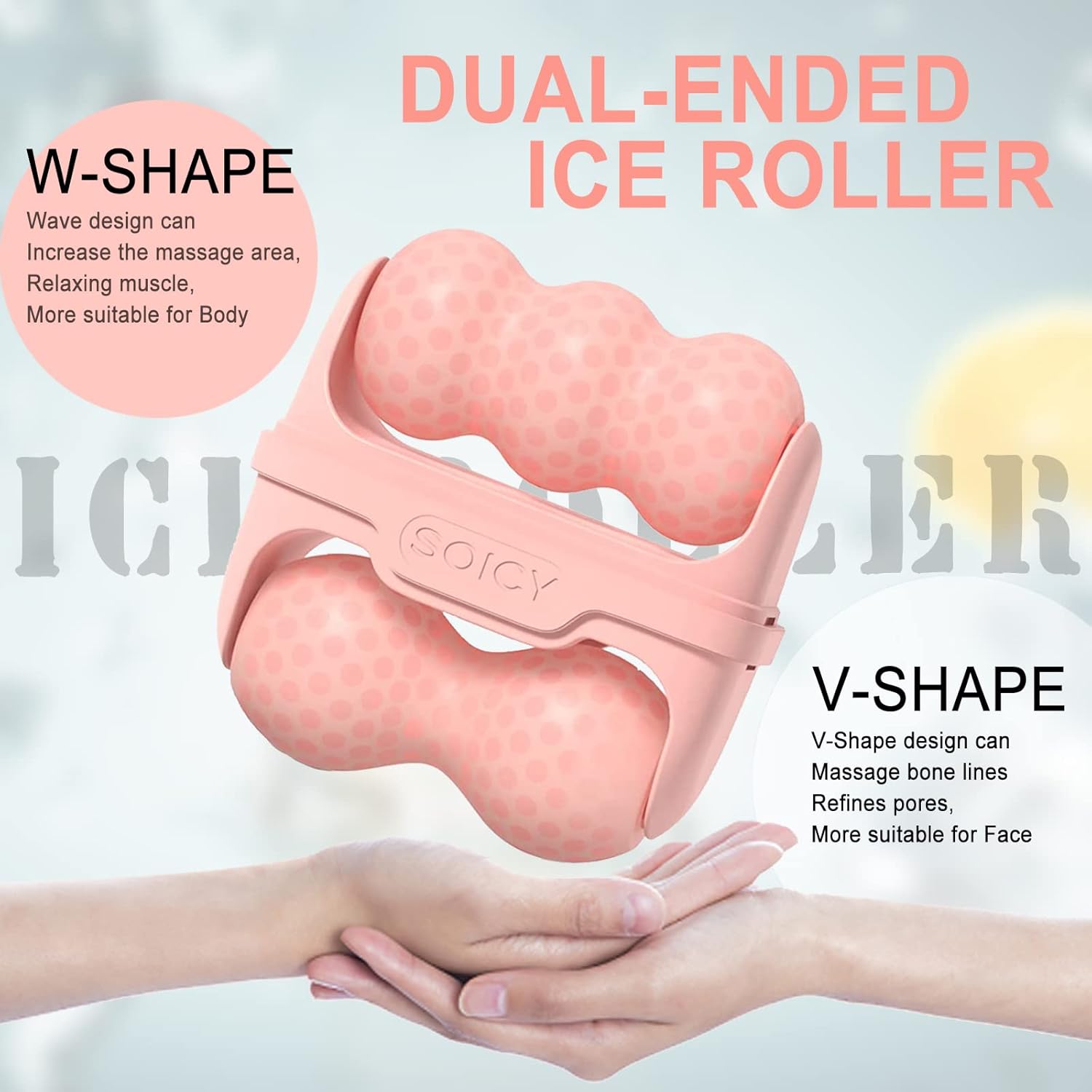 Pink Ice Roller for Face & Eyes – 2-in-1 Facial Massager with Travel Case, Skincare Tool & Self-Care Gift for Women & Men