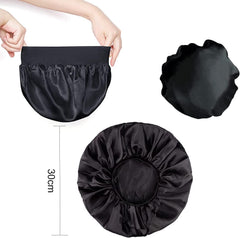 JEOPKO Silk Hair Bonnet for Sleeping – Satin Sleep Cap for Women & Girls, Elastic Night Hair Wrap for Curly, Natural, and Black Hair – 1pc Sleeping Head Cover for Hair Care (Black)