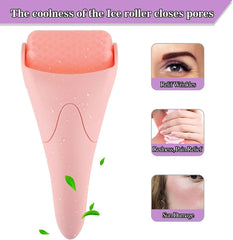 LATME Pink Ice Roller for Face & Eyes – Puffiness, Migraine, and Pain Relief – Face Massager for Women, Ideal Gift