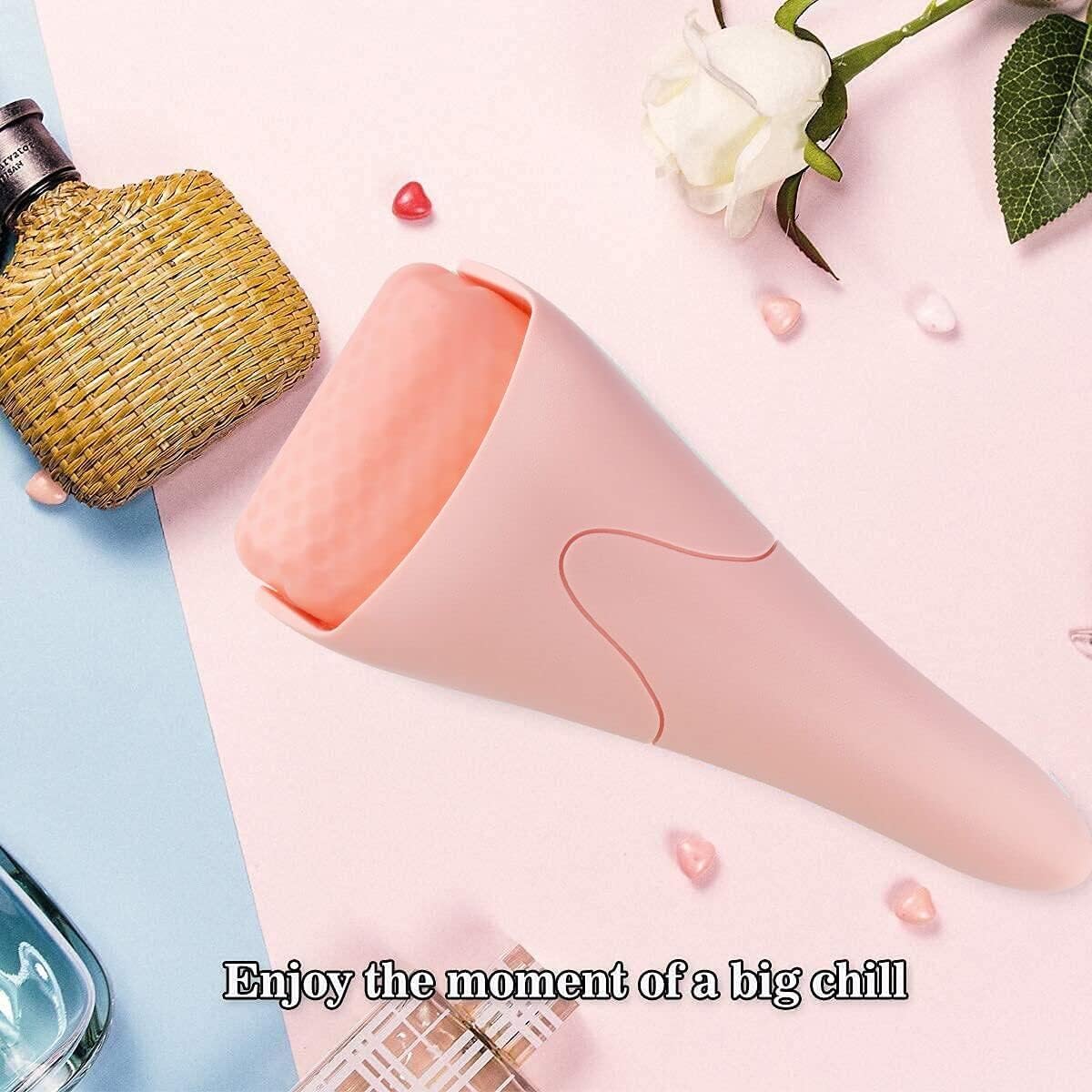 LATME Pink Ice Roller for Face & Eyes – Puffiness, Migraine, and Pain Relief – Face Massager for Women, Ideal Gift
