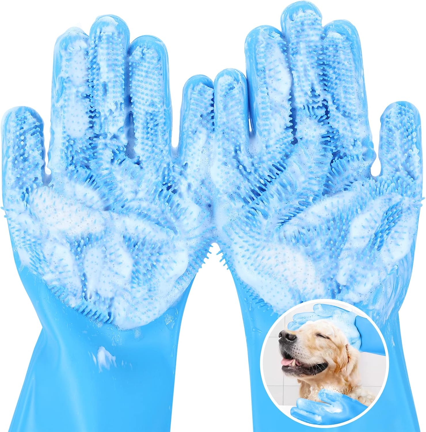 Pecute Silicone Dog Washing & Grooming Gloves – Heat-Resistant, Multifunctional Bath & Massage Gloves for Dogs and Cats