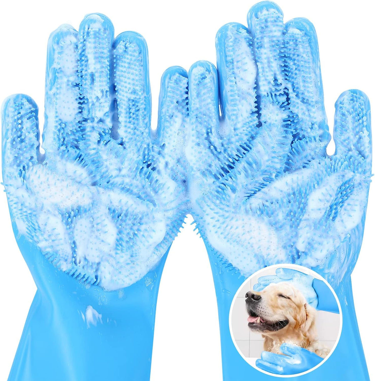 Pecute Silicone Dog Washing & Grooming Gloves – Heat-Resistant, Multifunctional Bath & Massage Gloves for Dogs and Cats