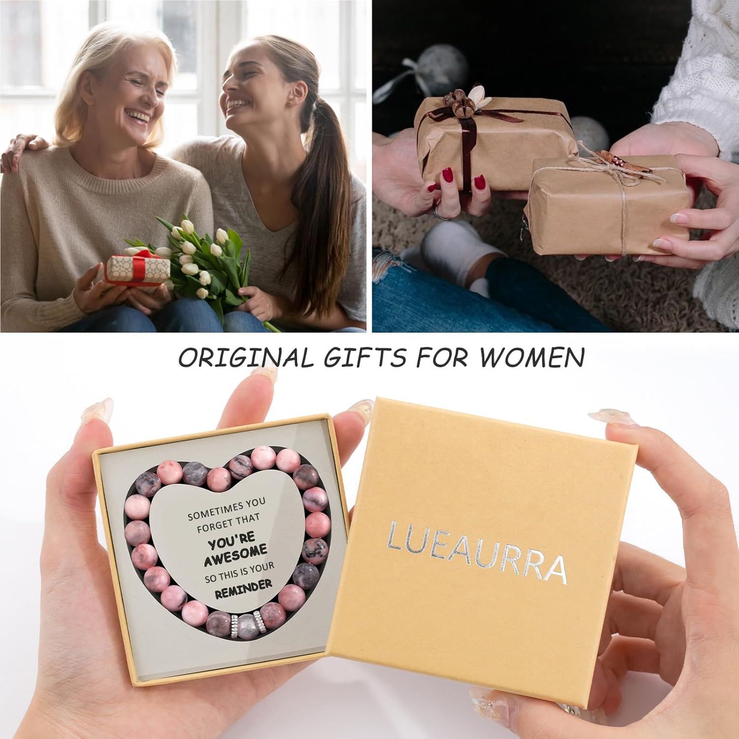 Lueaurra Natural Stone Healing Crystal Bracelet – Thoughtful Gift for Women, Teens, Mum, Daughter, Sister, or Best Friend – Unique Friendship & Birthday Gift Idea