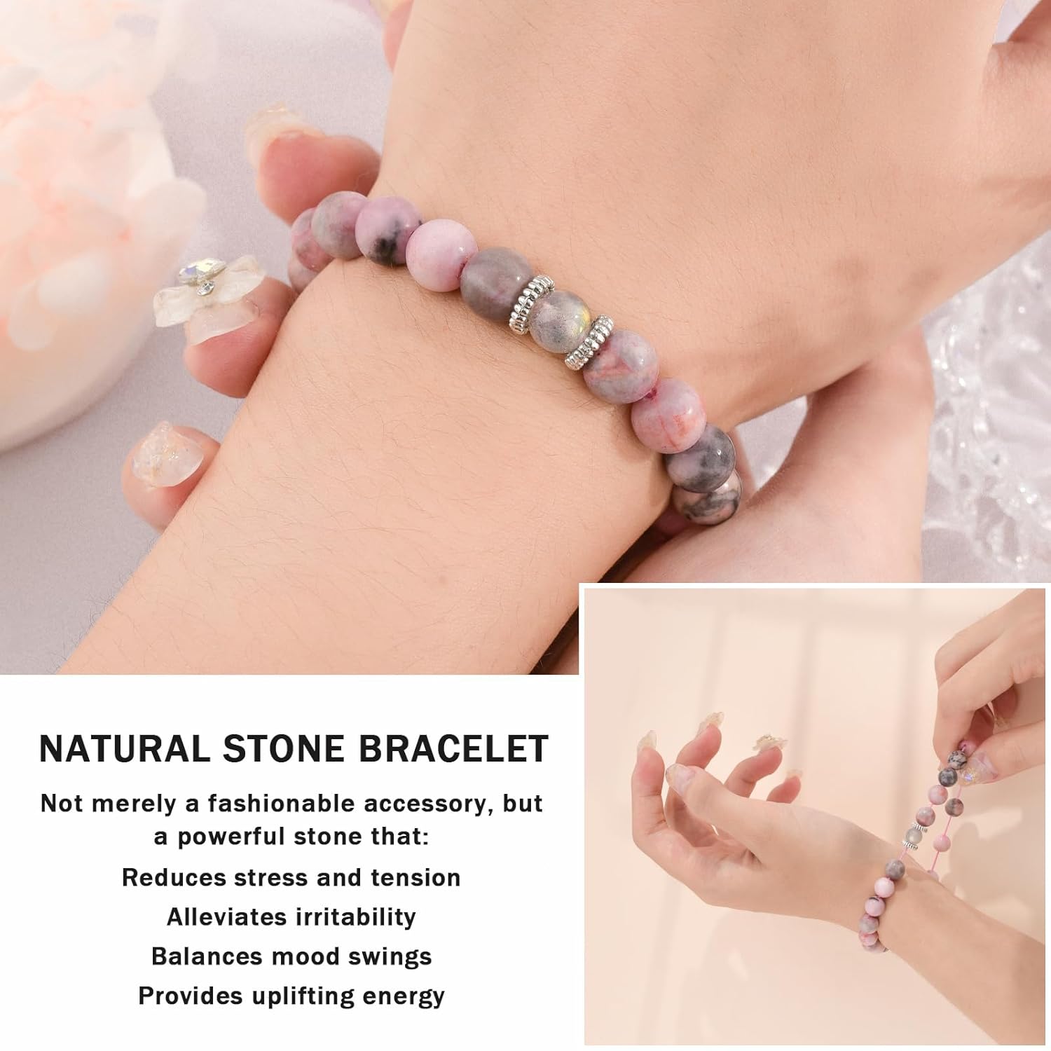 Lueaurra Natural Stone Healing Crystal Bracelet – Thoughtful Gift for Women, Teens, Mum, Daughter, Sister, or Best Friend – Unique Friendship & Birthday Gift Idea