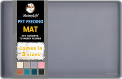 MateeyLife Silicone Pet Food Mat – Waterproof, Anti-Slip Feeding Mat with Raised Edges for Dogs & Cats – Floor Protector for Food & Water Spills
