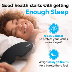 MyHalos® 100% Blackout Sleep Mask for Men & Women – Zero Eye Pressure Design with Storage Pouch – Comfortable Eye Mask for Sleep, Travel & Relaxation (Black)