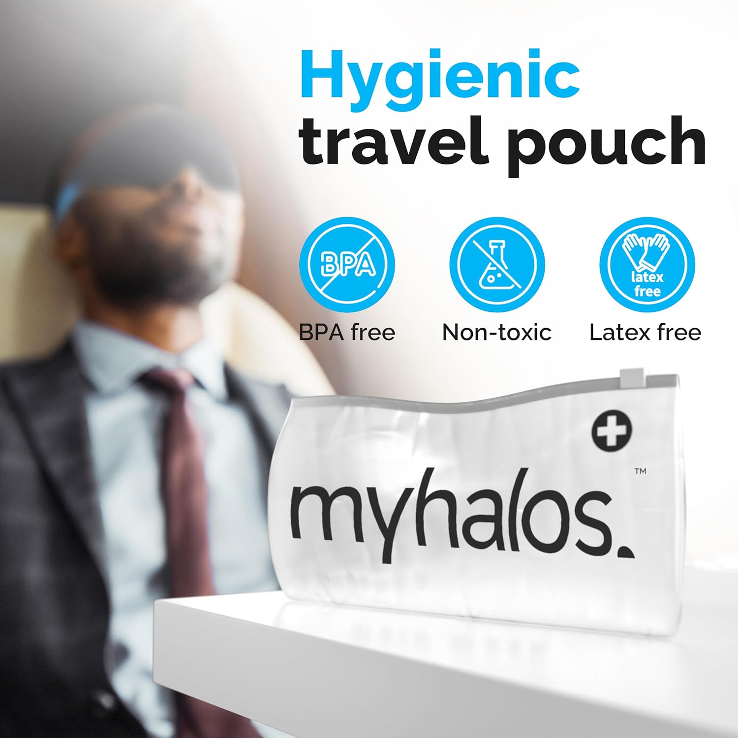 MyHalos® 100% Blackout Sleep Mask for Men & Women – Zero Eye Pressure Design with Storage Pouch – Comfortable Eye Mask for Sleep, Travel & Relaxation (Black)