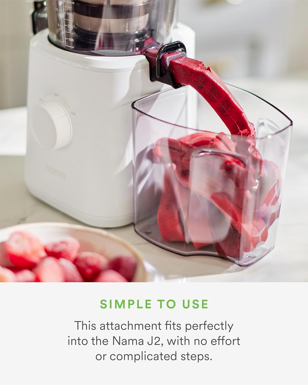 Nama J2 Juicer Sorbet Attachment – Frozen Treat Maker Accessory, BPA-Free Stainless Steel, Easy to Assemble & Clean
