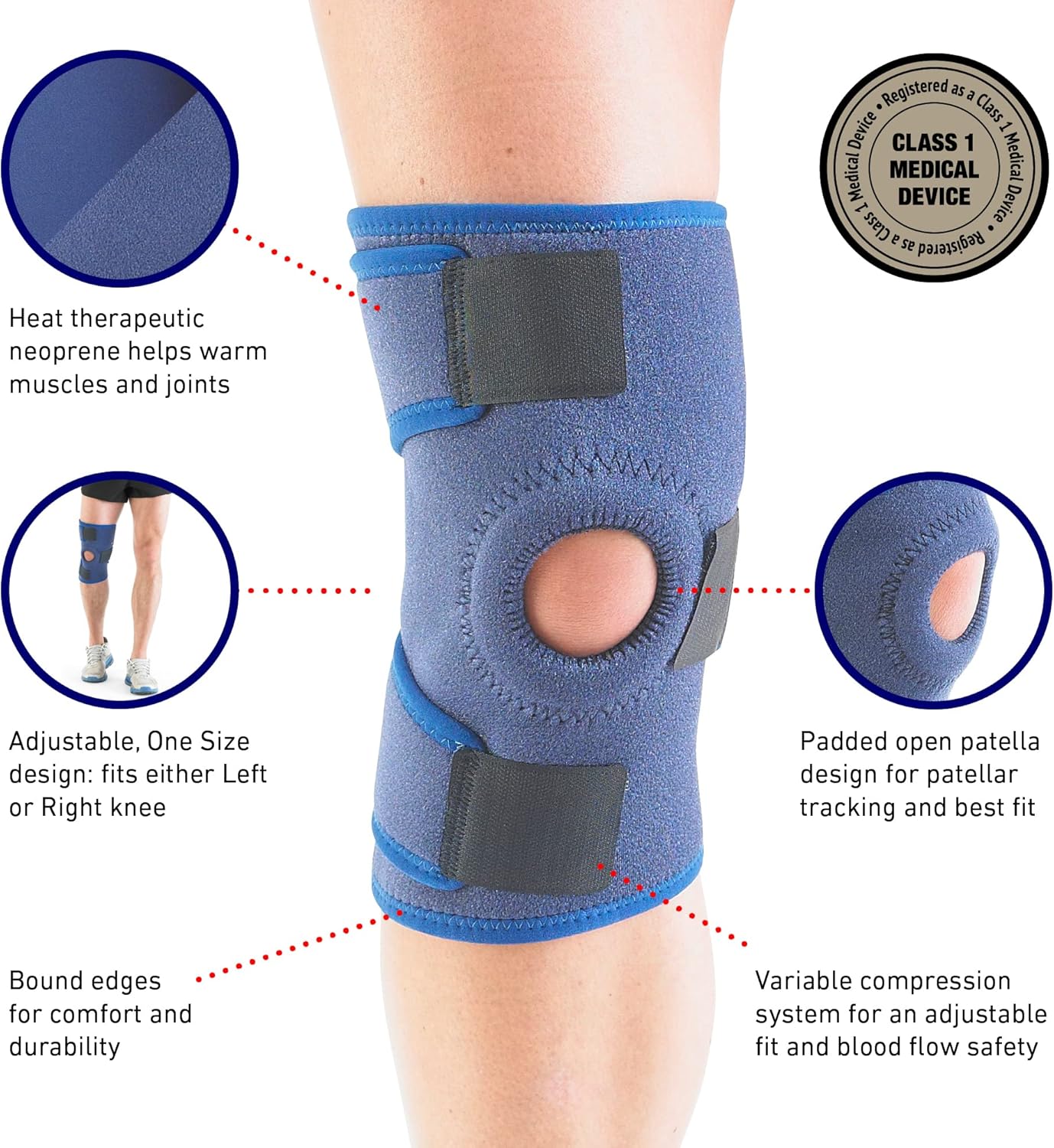 Neo-G Open Patella Knee Support – Adjustable Brace for Arthritis, Joint Pain, ACL Injuries, Meniscus Tears, and Runner’s Knee – For Men & Women