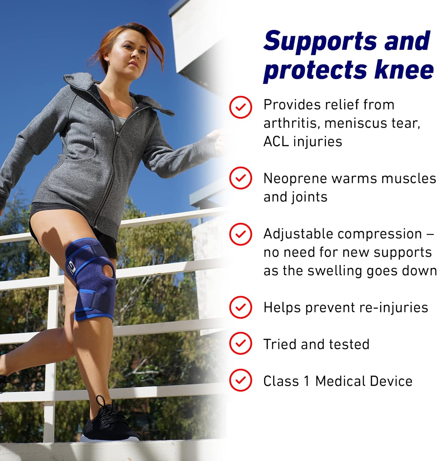 Neo-G Open Patella Knee Support – Adjustable Brace for Arthritis, Joint Pain, ACL Injuries, Meniscus Tears, and Runner’s Knee – For Men & Women