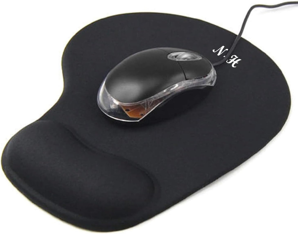 New Horrizon Black Gel Mouse Pad with Wrist Support – Anti-Slip Comfort Mat for PC & Laptop – Compatible with Optical & Laser Mice