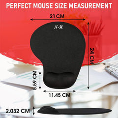 New Horrizon Black Gel Mouse Pad with Wrist Support – Anti-Slip Comfort Mat for PC & Laptop – Compatible with Optical & Laser Mice