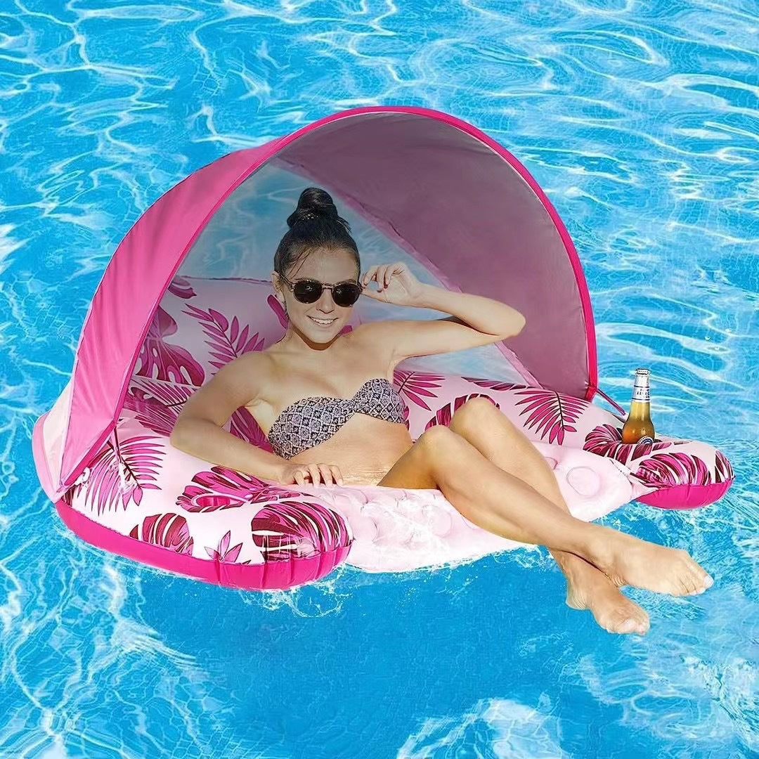 Amazon cross-border supply 110cm backrest leaf print enlarged swimming ring, water inflatable lounge chair floating batch