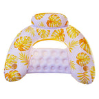 Amazon cross-border supply 110cm backrest leaf print enlarged swimming ring, water inflatable lounge chair floating batch