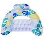 Amazon cross-border supply 110cm backrest leaf print enlarged swimming ring, water inflatable lounge chair floating batch