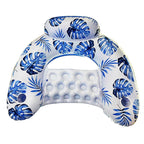 Amazon cross-border supply 110cm backrest leaf print enlarged swimming ring, water inflatable lounge chair floating batch